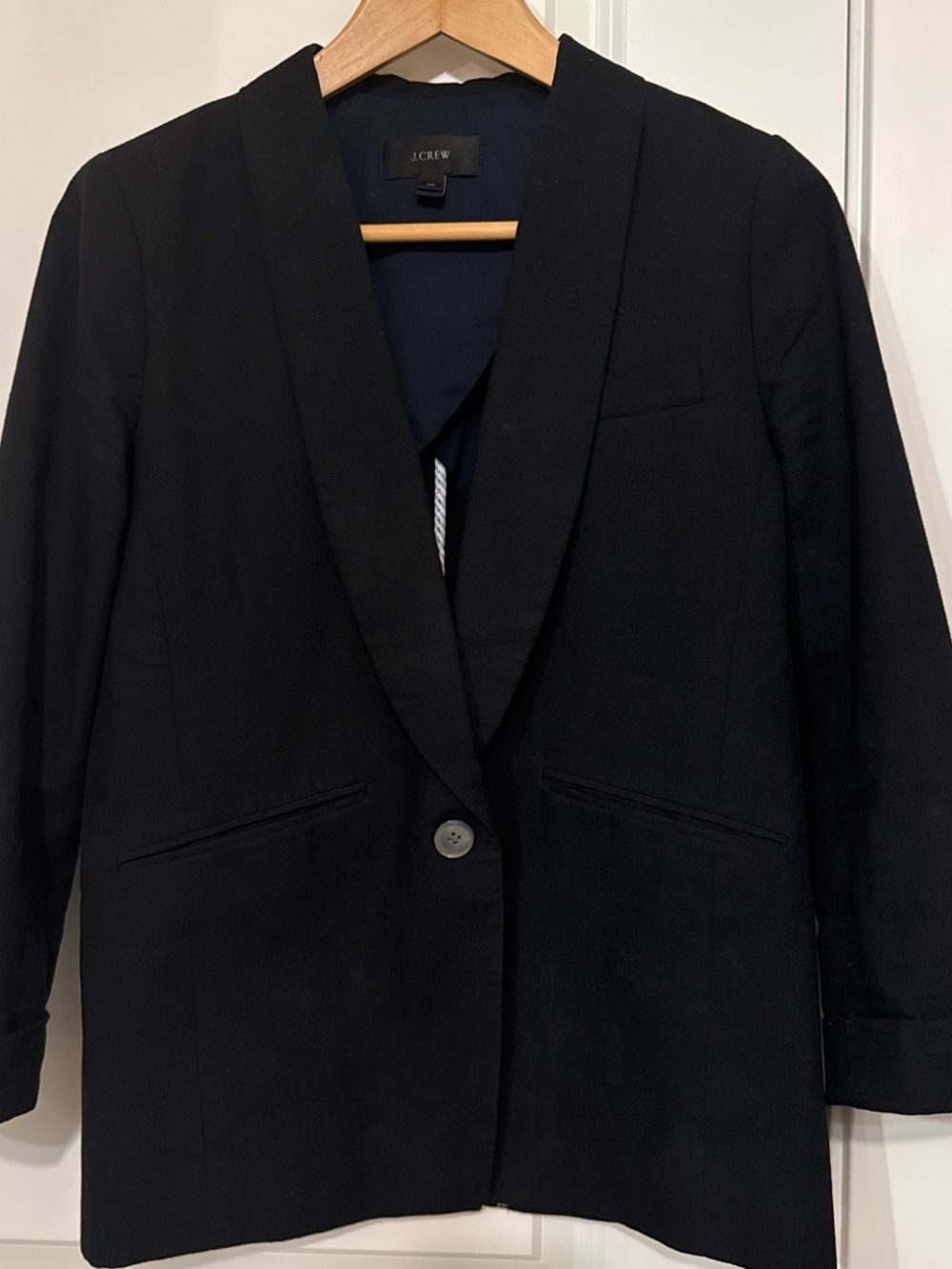 J. Crew Linen Navy Single-Button Blazer